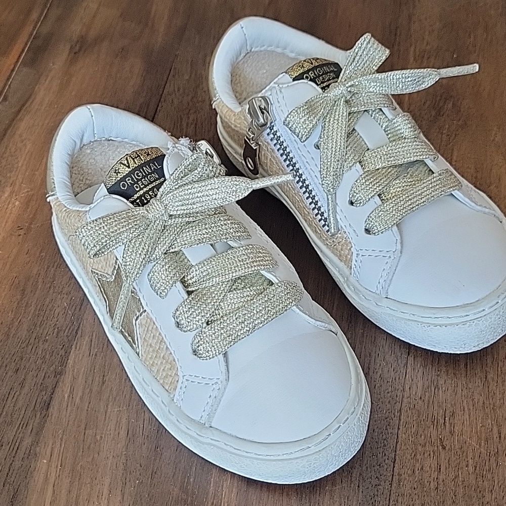 Vintage Havana Kids GAIL White Basket Weave Leather Sneakers Shoe Size 8